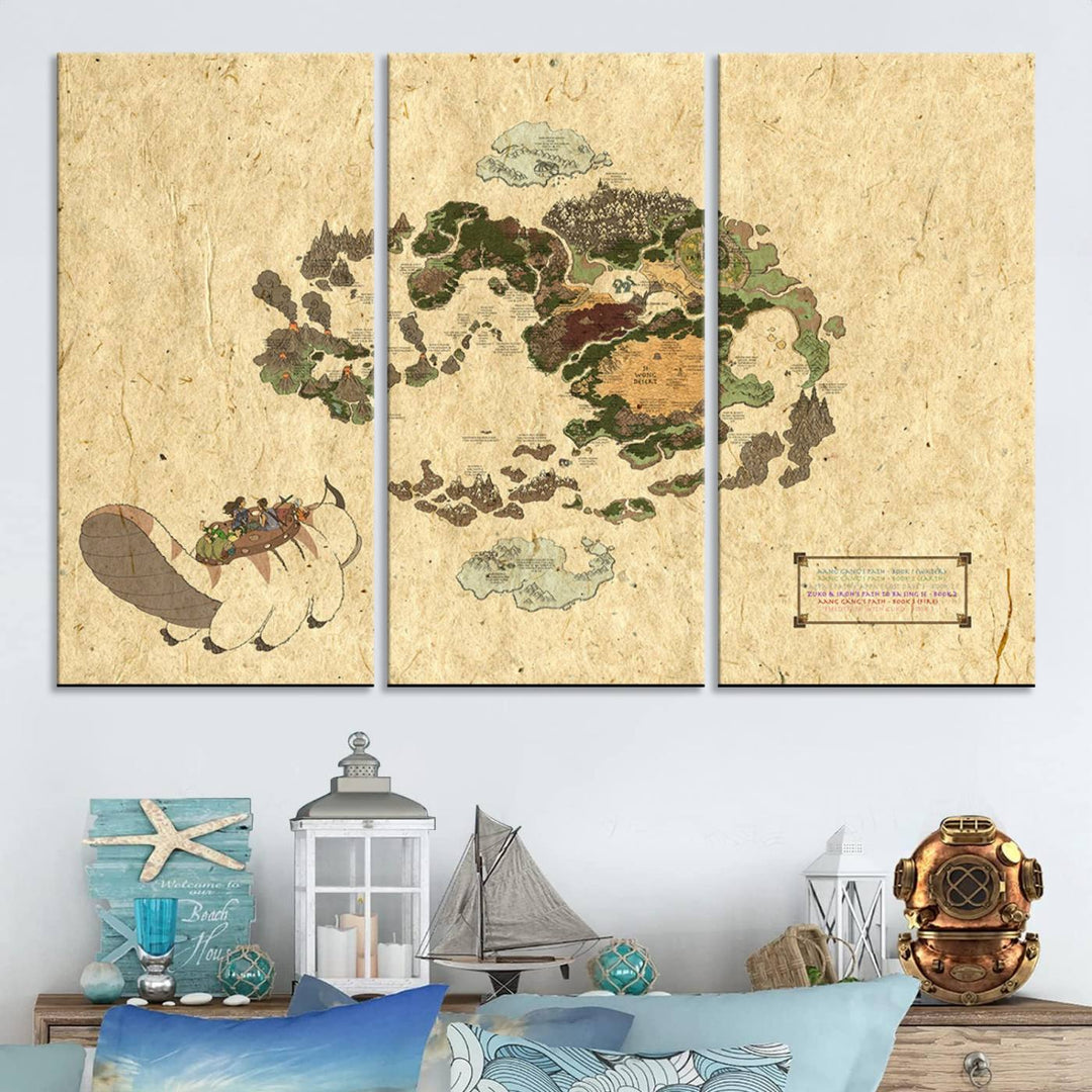 Last Air-Bender Avatar World Map Wall Art Canvas PrintWall Art Canvas Print