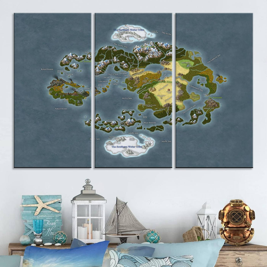 Last Air Bender Avatar World Map Wall Art Canvas Print