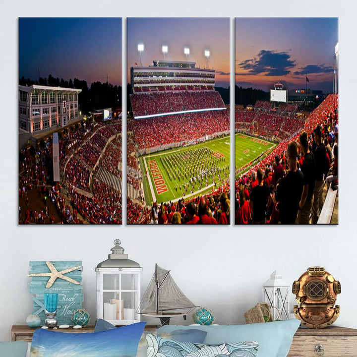 NC State Wolfpack Football Team Print - Raleigh Carter-Finley Stadium Wall Art Canvas Print