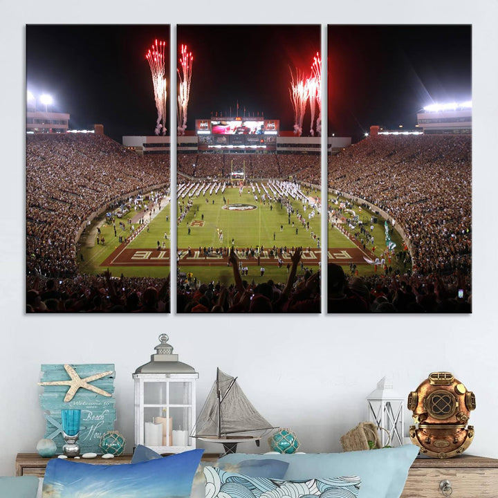 Florida State Seminoles Football Team Print - Tallahassee Doak Campbell Stadium Wall Art Canvas Print