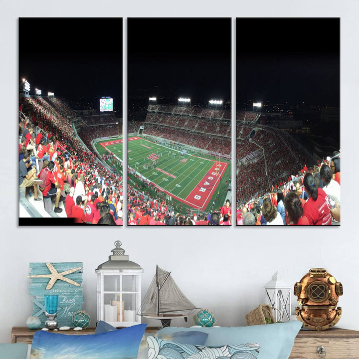 Houston Cougars Football Team Print - Houston TDECU Stadium Wall Art Canvas Print