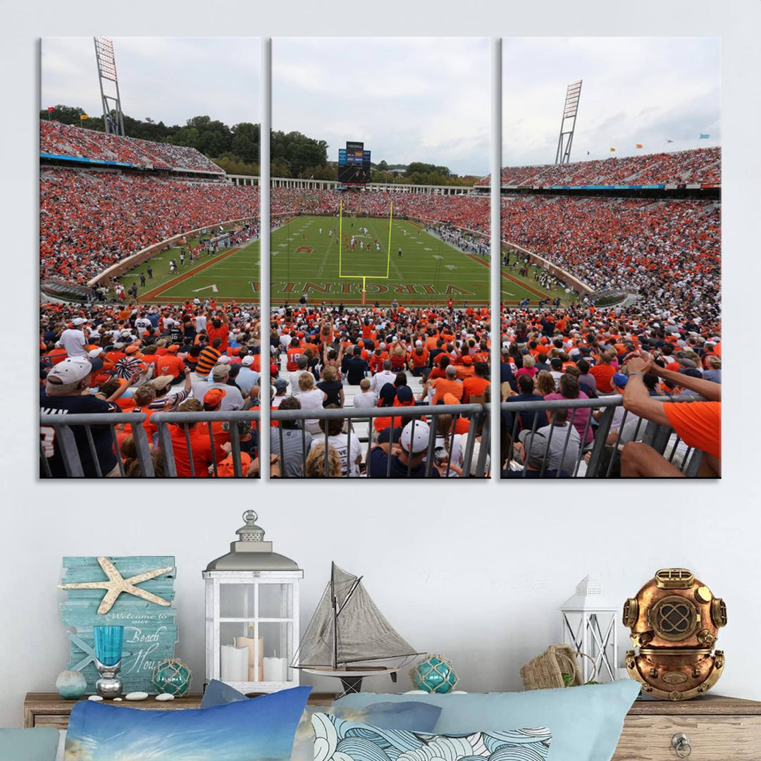 Virginia Cavaliers Football Team Print - Charlottesville Scott Stadium Wall Art Canvas Print