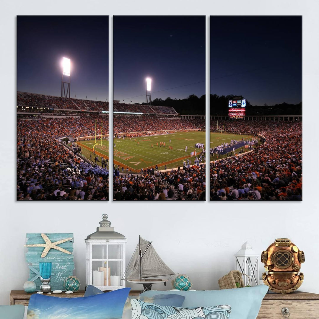 Virginia Cavaliers Football Team Print - Charlottesville Scott Stadium Wall Art Canvas Print