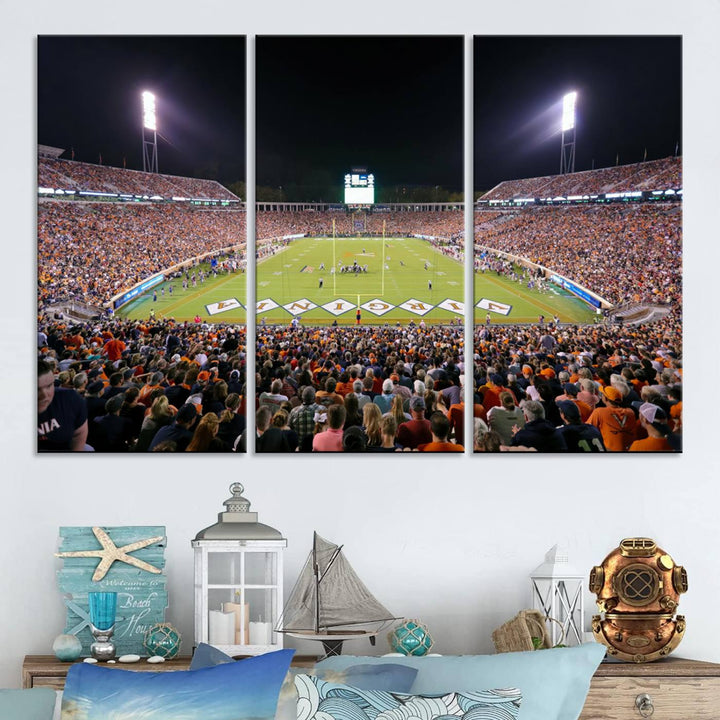 Virginia Cavaliers Football Team Print - Charlottesville Scott Stadium Wall Art Canvas Print