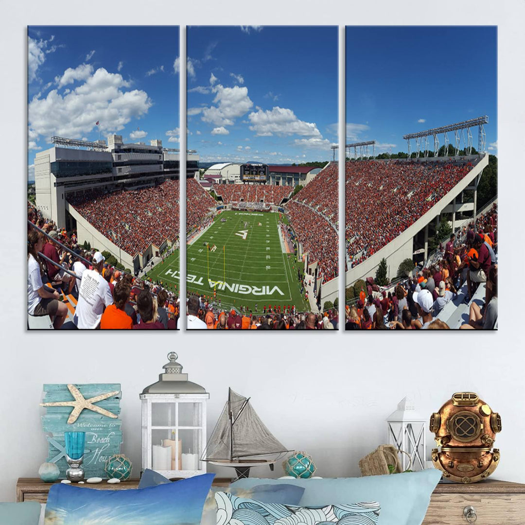 Virginia Tech Hokies Football Team Print - Blacksburg Lane Stadium Wall Art Canvas Print