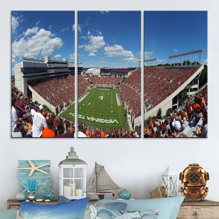 Virginia Tech Hokies Football Team Print - Blacksburg Lane Stadium Wall Art Canvas Print