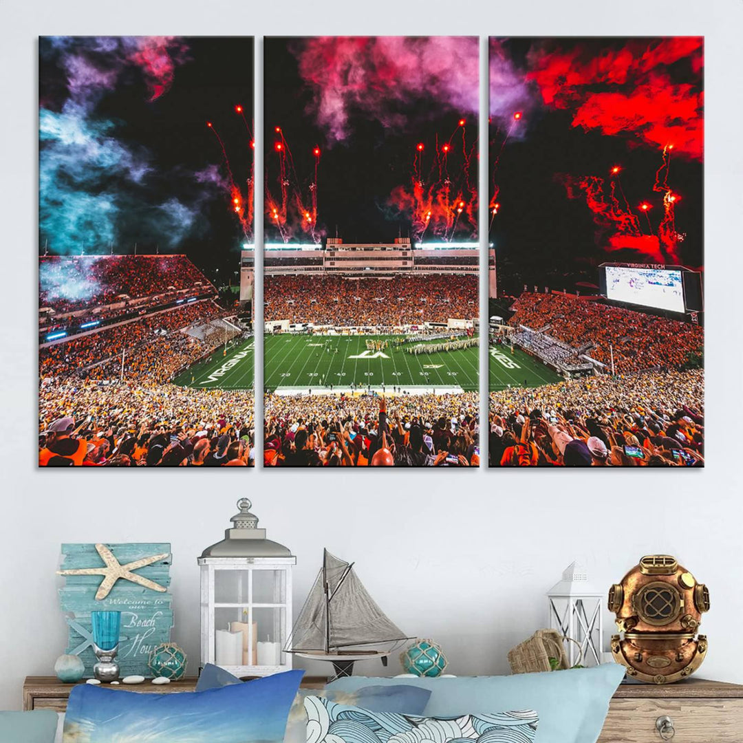 Virginia Tech Hokies Football Team Print - Blacksburg Lane Stadium Wall Art Canvas Print