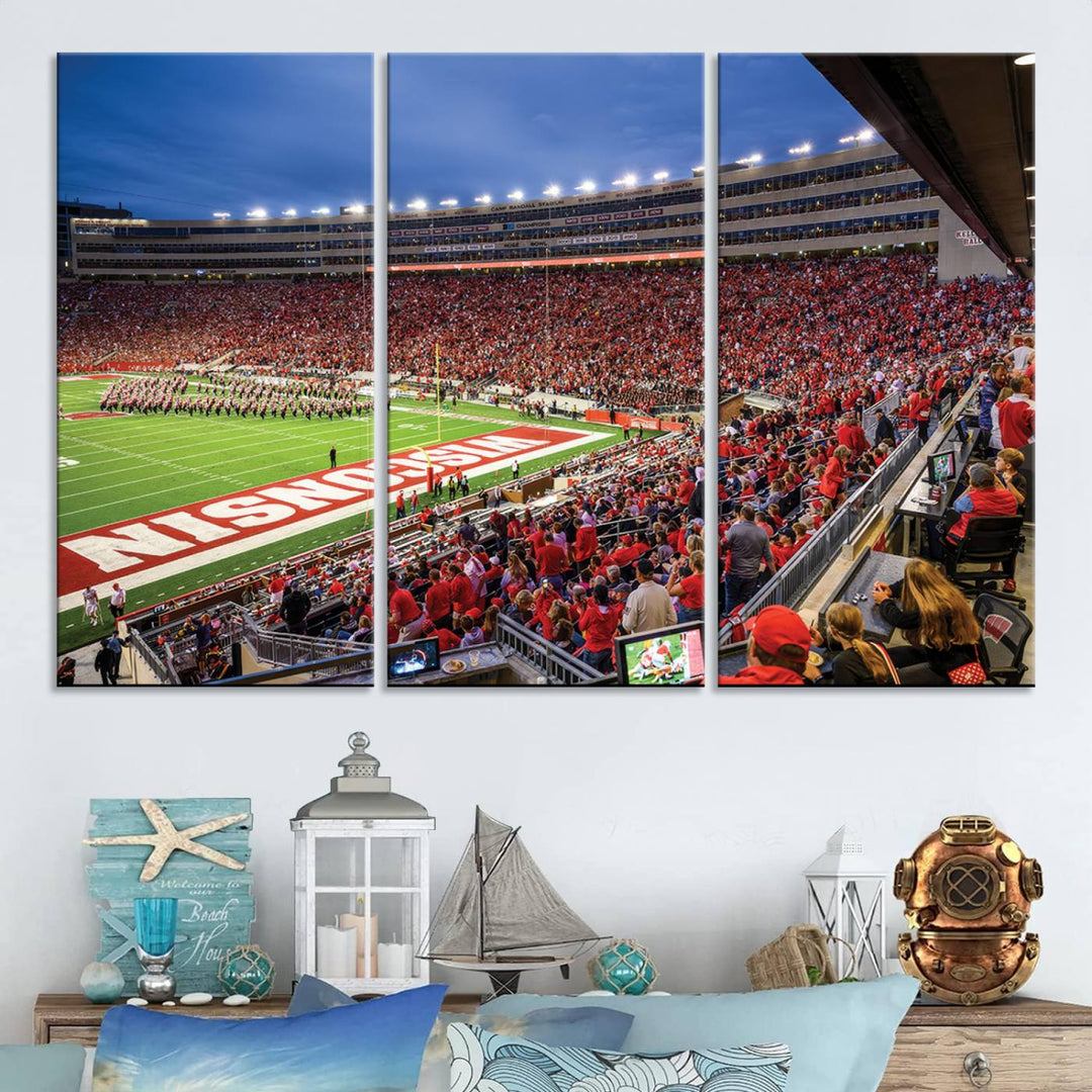 Wisconsin Badgers Football Team Print - Madison Camp Randall Stadium Wall Art Canvas Print