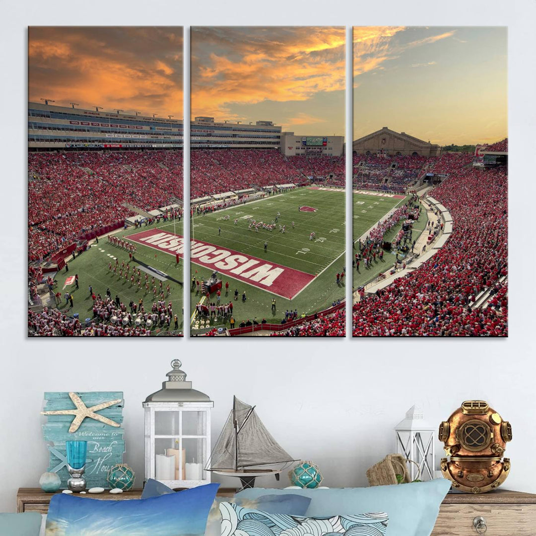 Wisconsin Badgers Football Team Print - Madison Camp Randall Stadium Wall Art Canvas Print