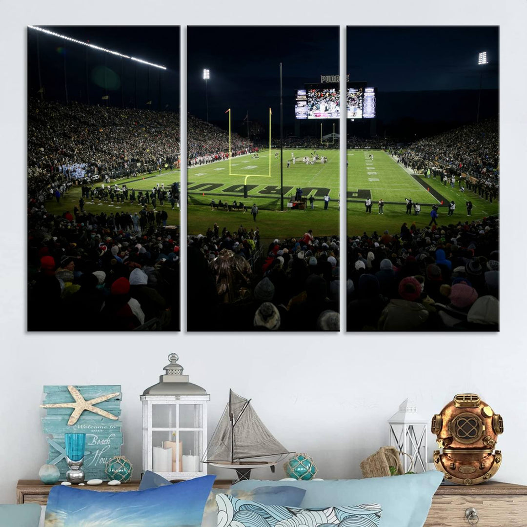 Purdue Boilermakers Football Team Print - West Lafayette Ross–Ade Stadium Wall Art Canvas Print