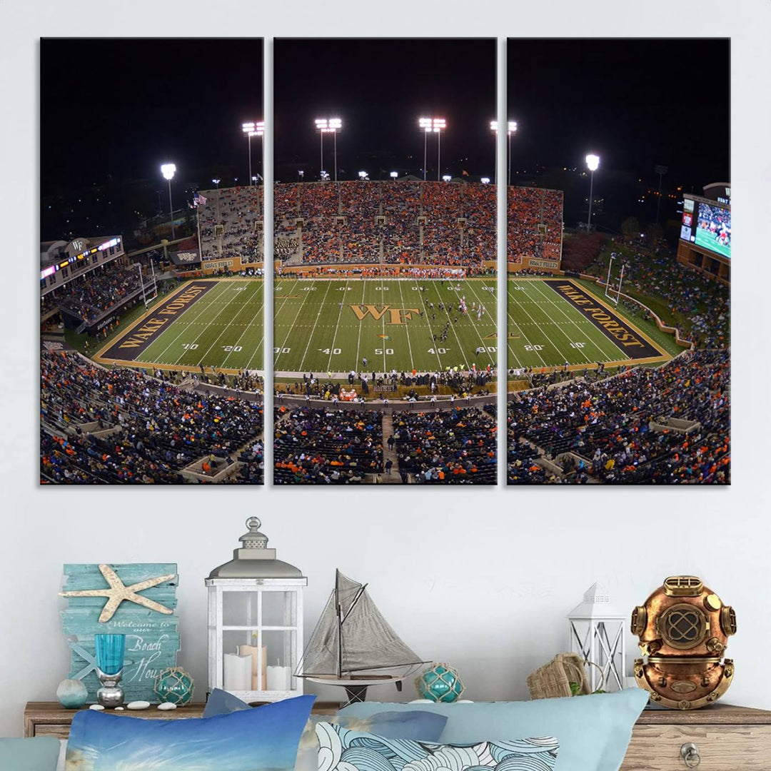 Demon Deacons Football Team Print - Winston-Salem Allegacy Federal Credit Union Stadium Wall Art Canvas Print