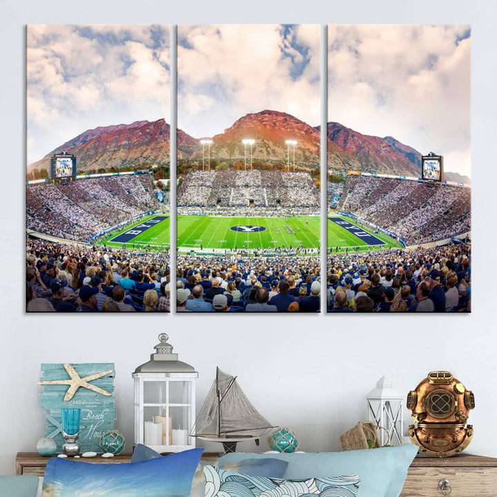 Brigham Young University Cougars Football Team Print - Provo LaVell Edwards Stadium Wall Art Canvas Print.