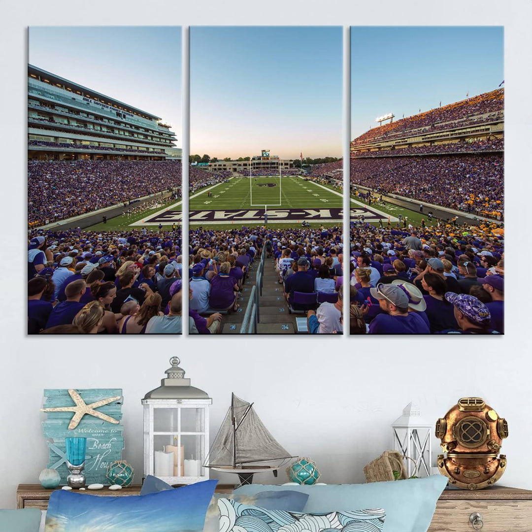 Kansas State University Wildcats Football Team Print - Manhattan Bill Snyder Family Football Stadium Wall Art Canvas Print