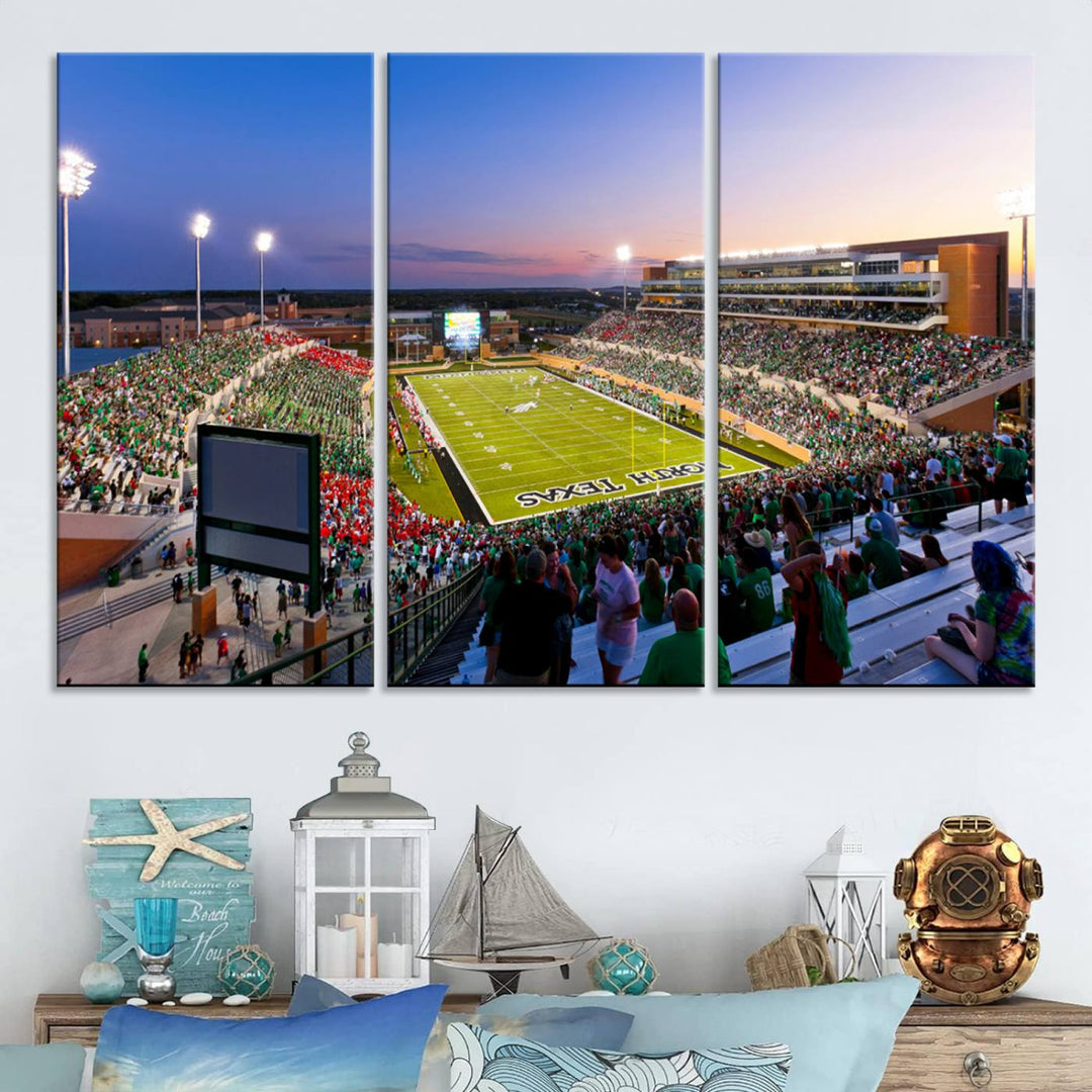 University of North Texas Mean Green Football Team Print - Denton DATCU Stadium Wall Art Canvas Print