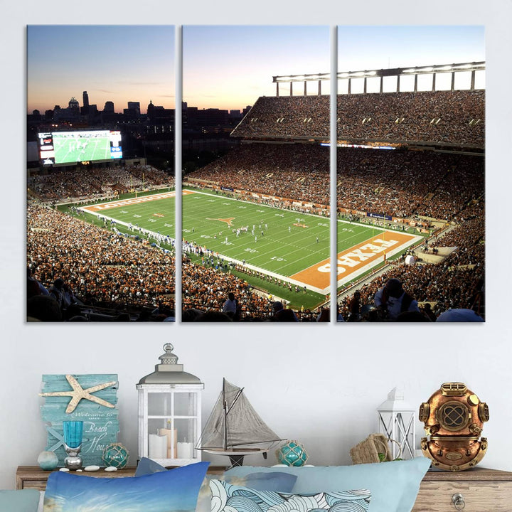 Darrell K Royal-Texas Memorial Stadium Canvas Wall Art - Texas Longhorns Football Match