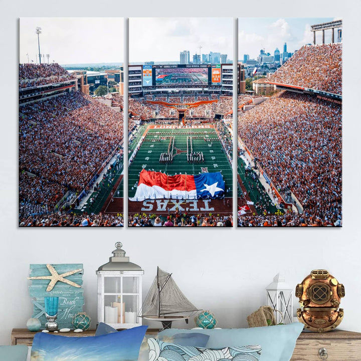 University of Texas Longhorns Football Team Canvas Print - Austin Darrell K Royal-Texas Memorial Stadium Wall Art Canvas Print