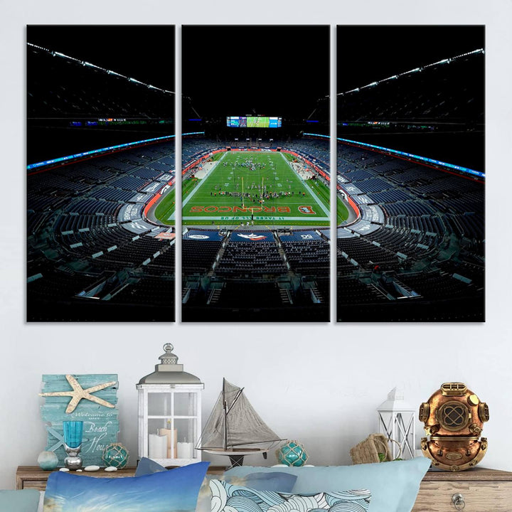 Denver Broncos Football Team Print - Denver Empower Field at Mile High Stadium Wall Art Canvas Print