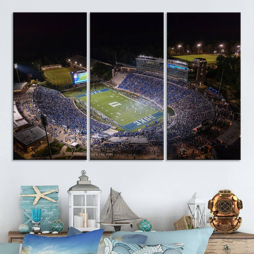 Duke University Blue Devils Football Team Print - Durham Wallace Wade Stadium Wall Art Canvas Print