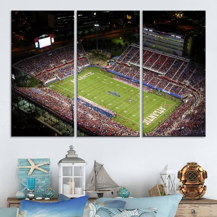 Florida Atlantic University Owls Football Team Print - Boca Raton FAU Stadium Wall Art Canvas Print