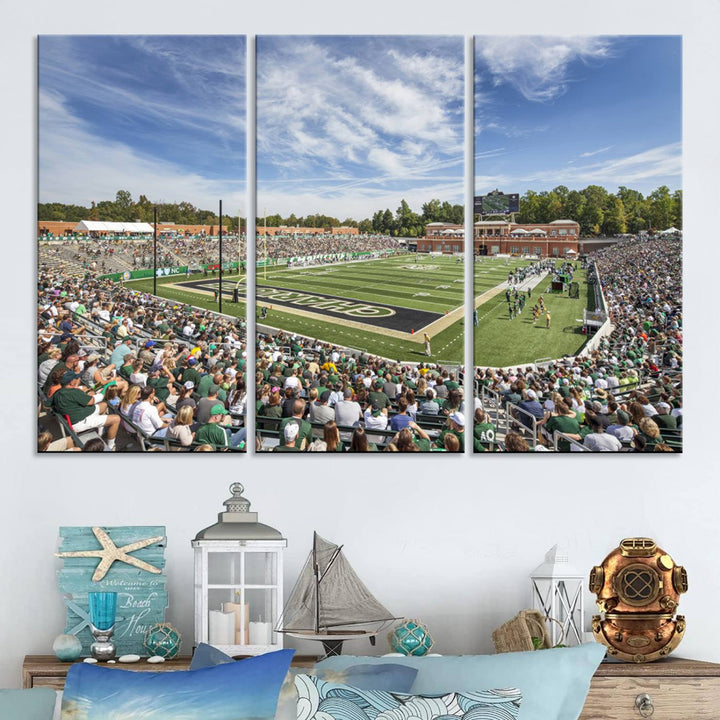 University of Charlotte 49ers Football Team Print - Charlotte Jerry Richardson Stadium Wall Art Canvas Print