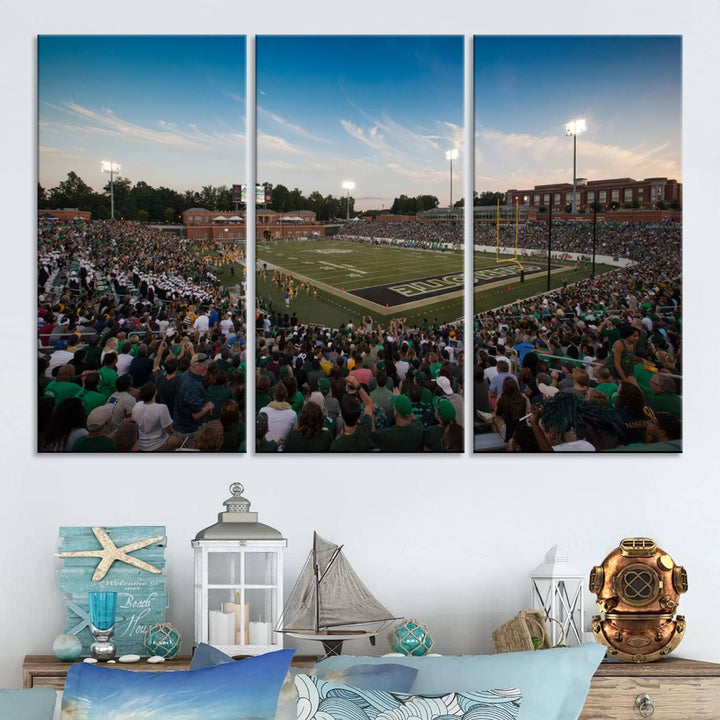 University of Charlotte 49ers Football Team Print - Charlotte Jerry Richardson Stadium Wall Art Canvas Print