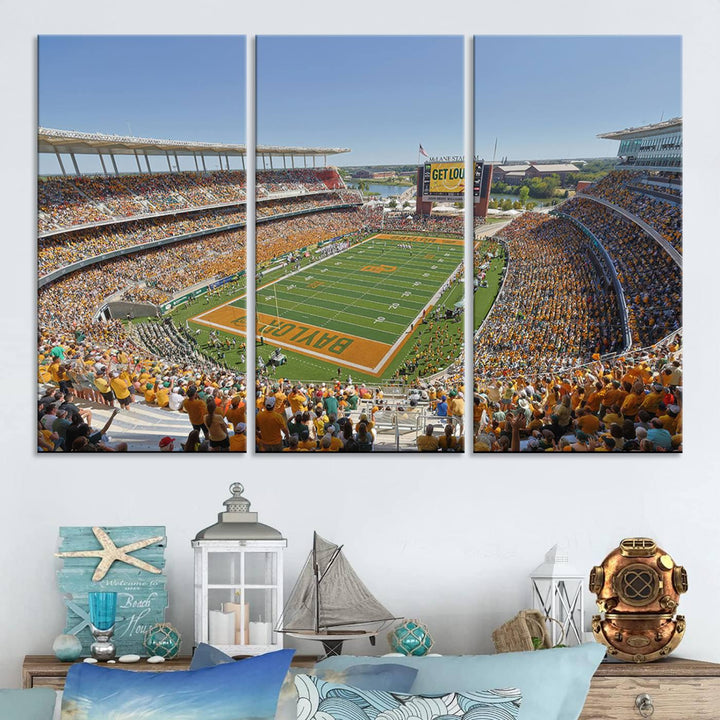 Baylor University Bears Football Team Print - Waco McLane Stadium Wall Art Canvas Print