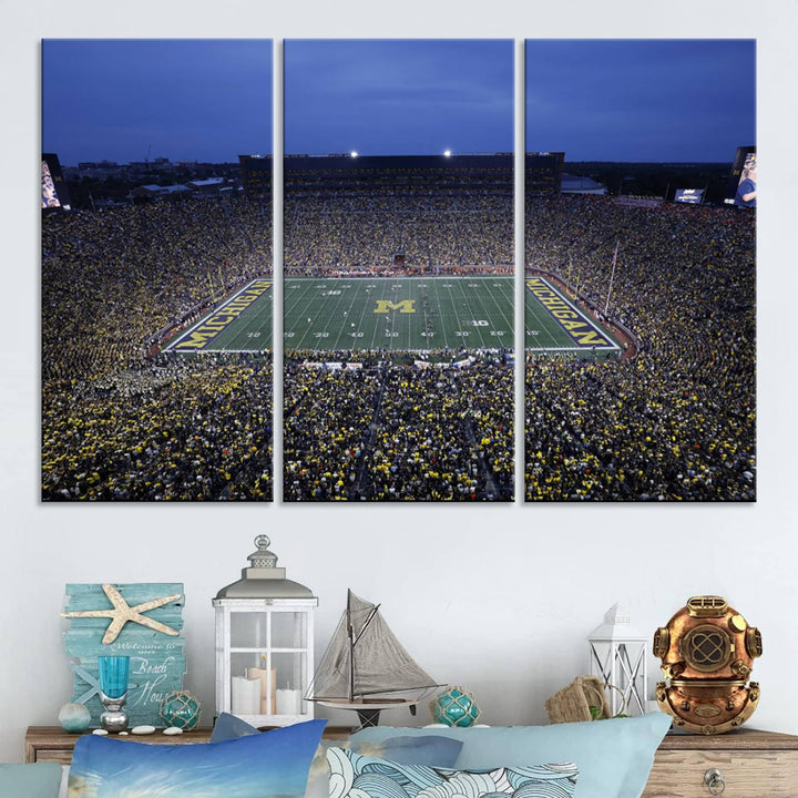 University of Michigan Wolverines Football Team Print - Ann Arbor Michigan Stadium Wall Art Canvas Print