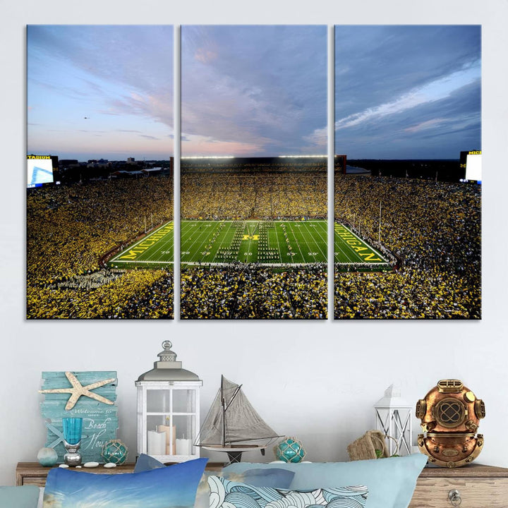 University of Michigan Wolverines Football Team Print - Ann Arbor Michigan Stadium Wall Art Canvas Print