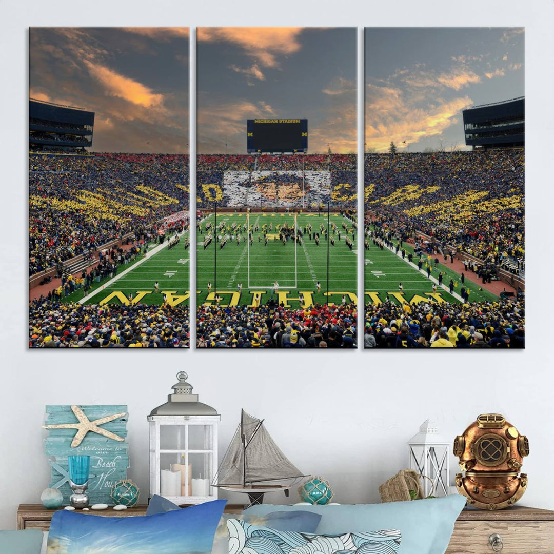 University of Michigan Wolverines Football Team Print - Ann Arbor Michigan Stadium Wall Art Canvas Print