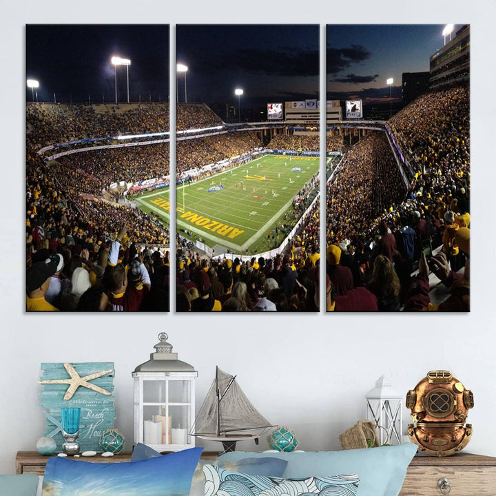 ASU Sun Devils Football Team Print - Phoenix Mountain America Stadium Wall Art Canvas Print