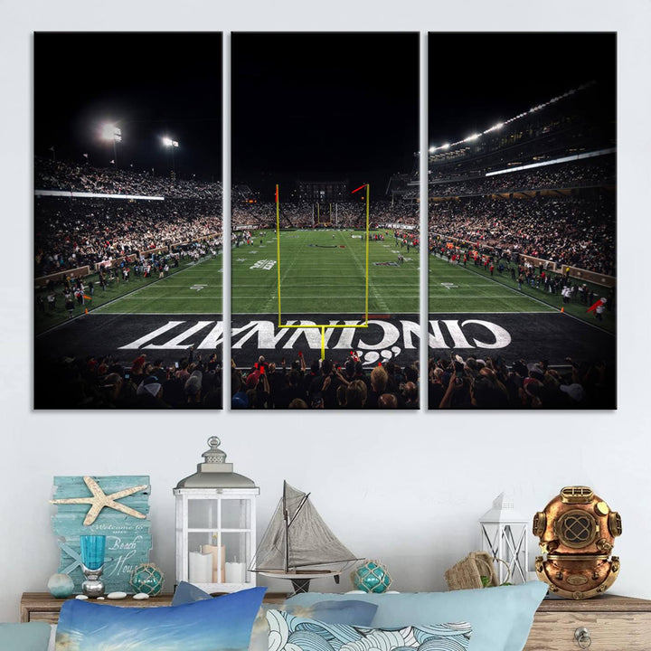 Cincinnati Bearcats Football Team Print - Nippert Stadium Wall Art Canvas Print