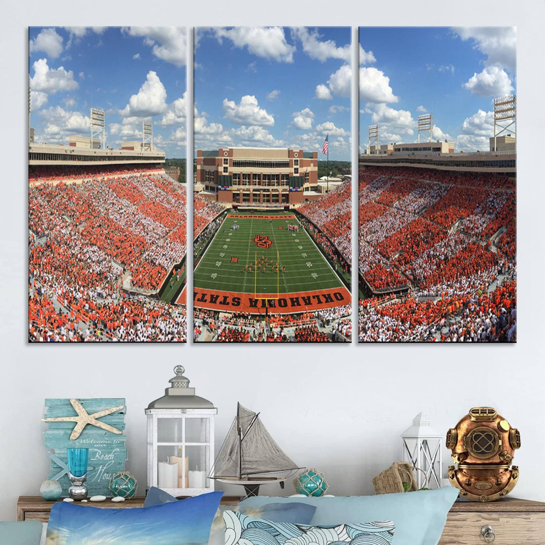 Oklahoma State Cowboys Football Team Print - Stillwater Boone Pickens Stadium Wall Art Canvas Print