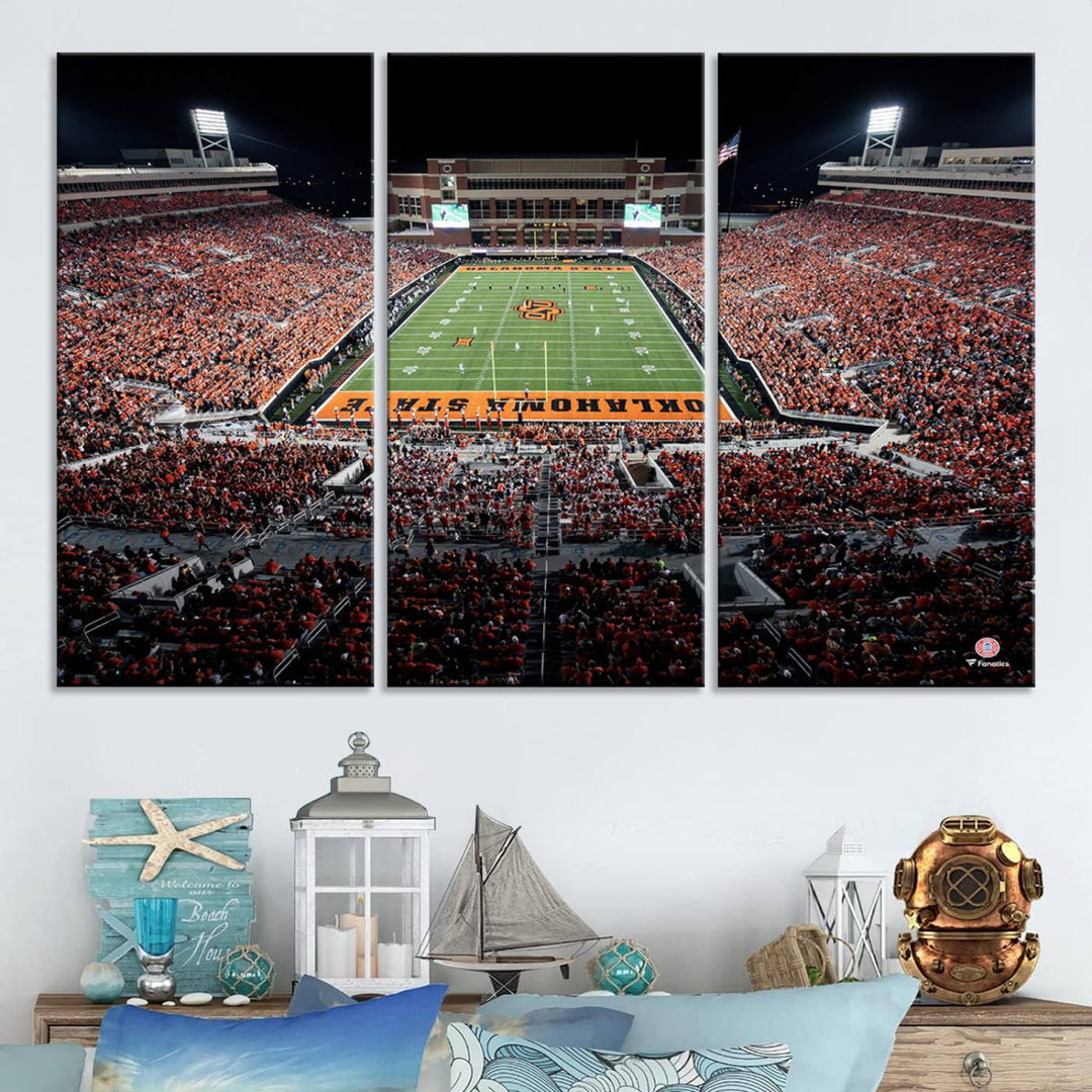 Oklahoma State Cowboys Football Team Print - Stillwater Boone Pickens Stadium Wall Art Canvas Print