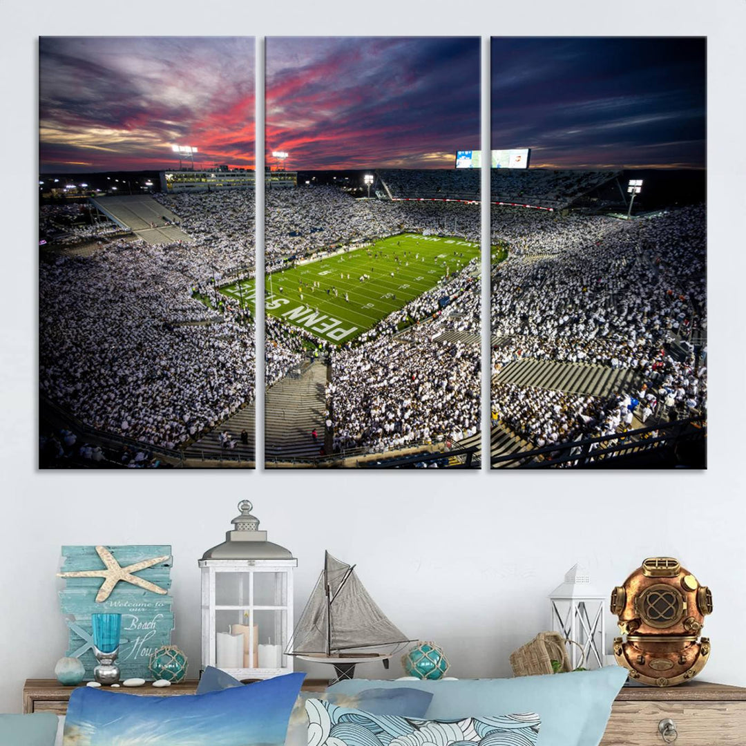 Penn State Nittany Lions Football Team Print - University Park Beaver Stadium Wall Art Canvas Print