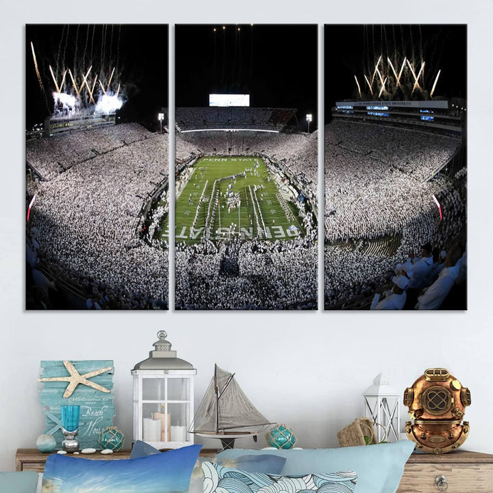 Penn State Nittany Lions Football Team Print - University Park Beaver Stadium Wall Art Canvas Print