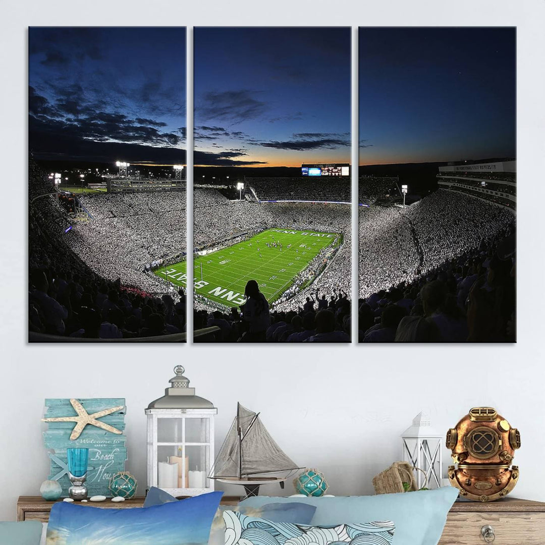 Penn State Nittany Lions Football Team Print - University Park Beaver Stadium Wall Art Canvas Print