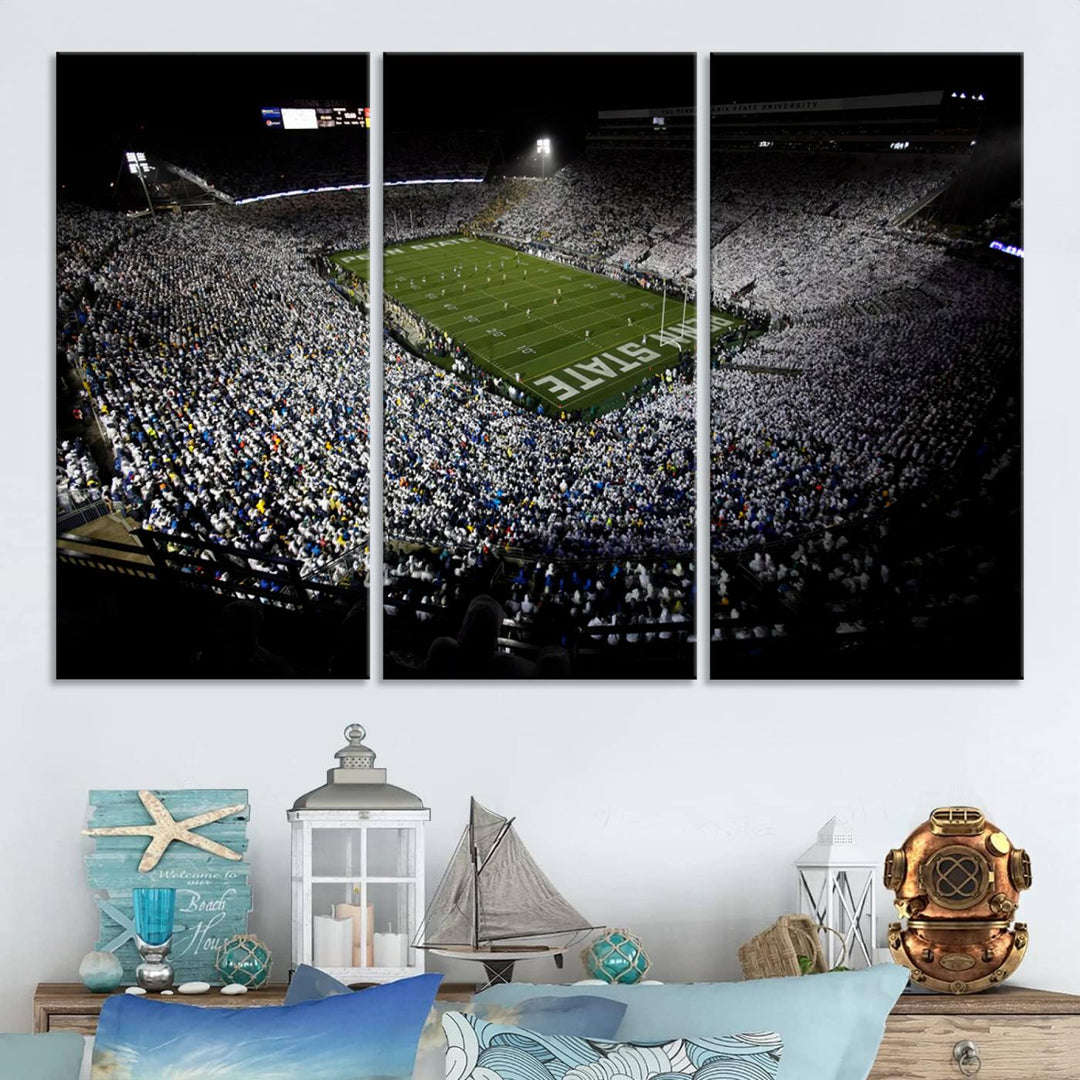 Penn State Nittany Lions Football Team Print - University Park Beaver Stadium Wall Art Canvas Print