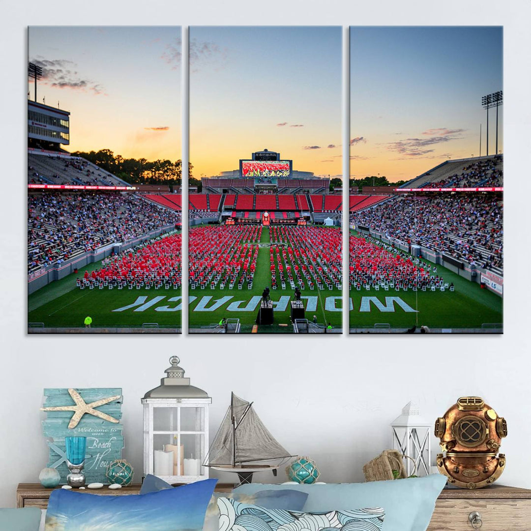 NC State Wolfpack Football Team Print - Raleigh Carter-Finley Stadium Wall Art Canvas Print