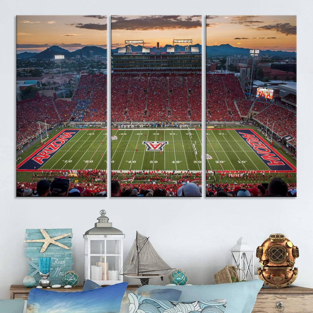 Arizona Wildcats Football Team Print - Tucson Arizona Stadium Wall Art Canvas Print