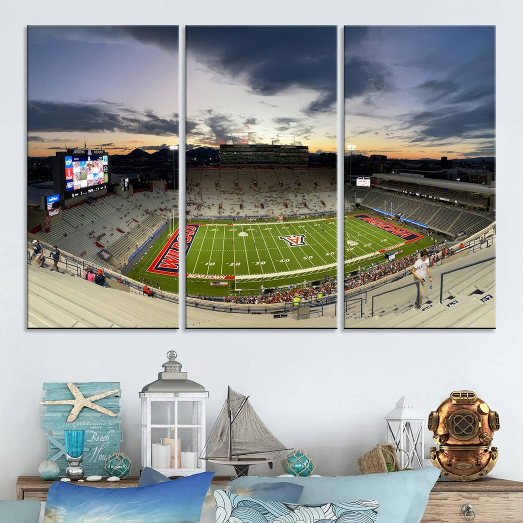 Arizona Wildcats Football Team Print - Tucson Arizona Stadium Wall Art Canvas Print