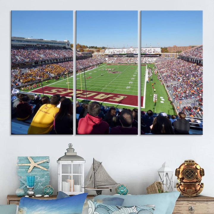 Boston College Eagles Football Team Print - Boston Alumni Stadium Wall Art Canvas Print