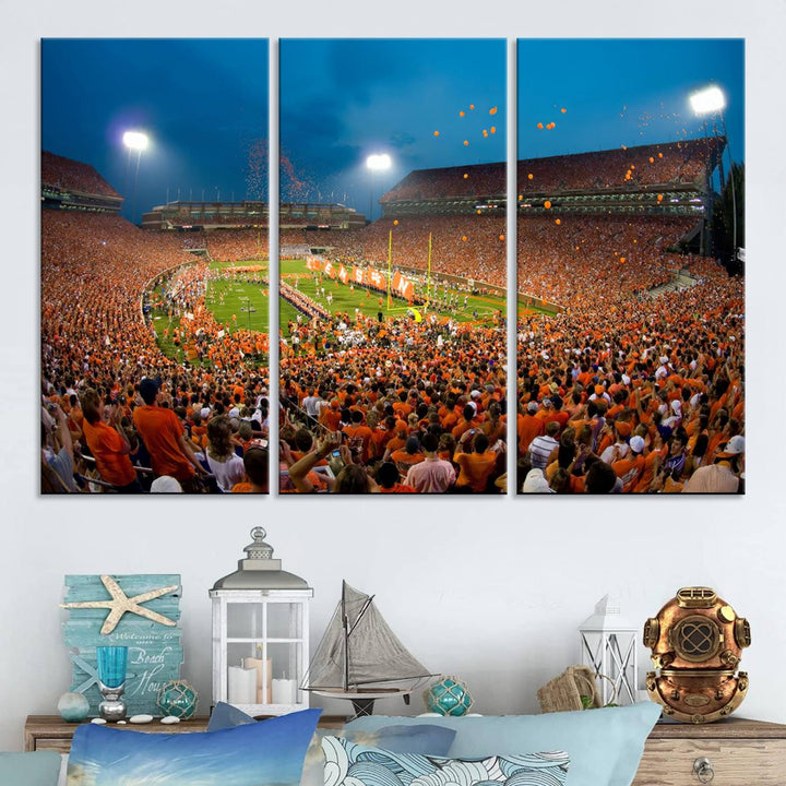 Clemson University Tigers Football Team Print - Clemson Memorial Stadium Wall Art Canvas Print