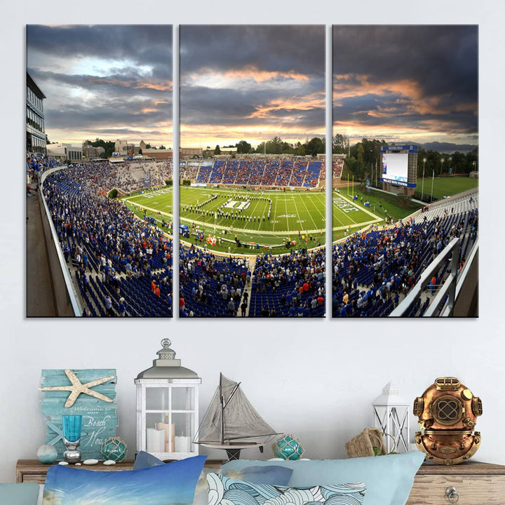 Duke University Blue Devils Football Team Print - Durham Wallace Wade Stadium Wall Art Canvas Print