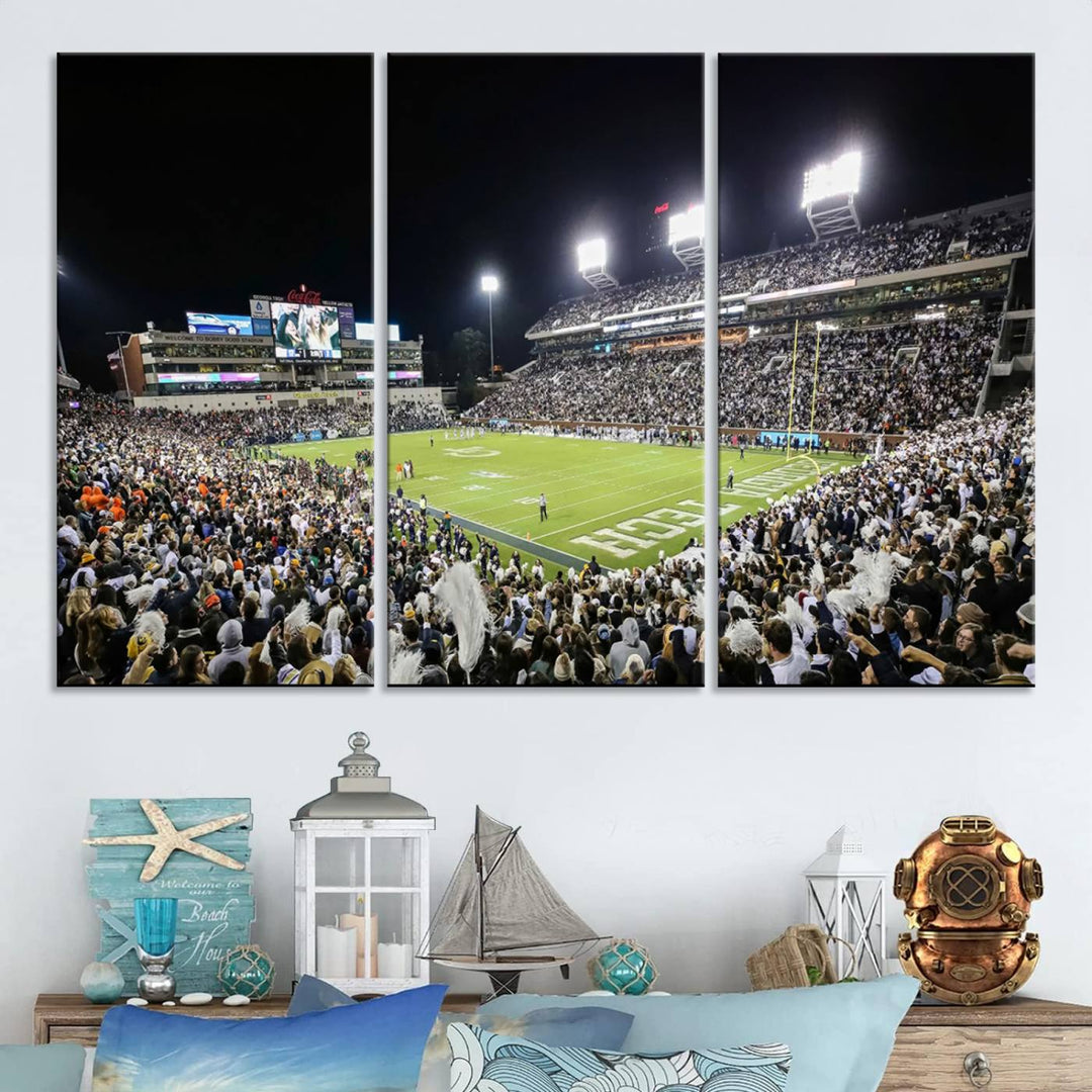 Georgia Tech Yellow Jackets Football Team Print - Atlanta Bobby Dodd Stadium Wall Art Canvas Print