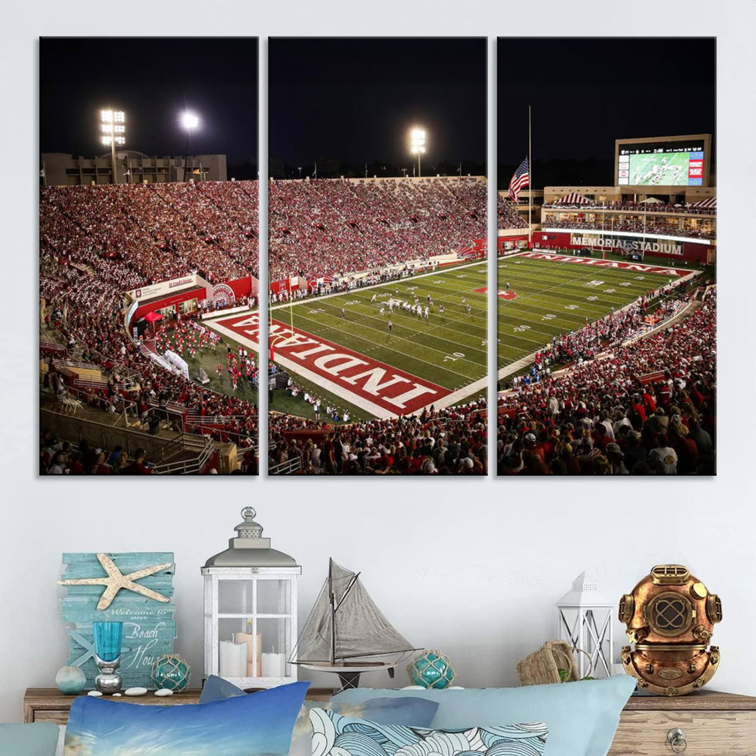 Indiana University Hoosiers Football Team Print - Bloomington Memorial Stadium Wall Art Canvas Print