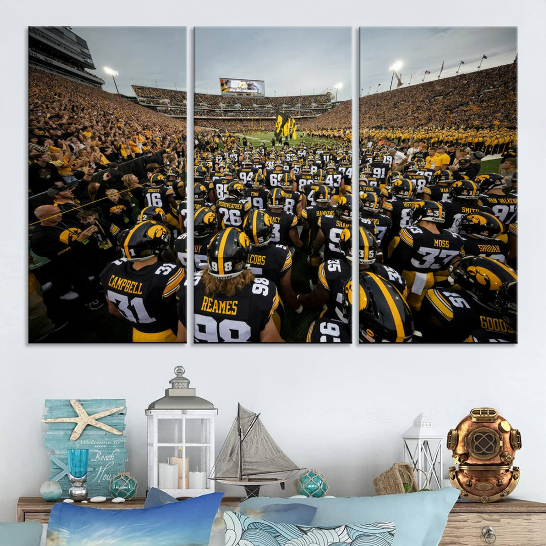 Iowa University Hawkeyes Football Team Print - Iowa City Kinnick Stadium Wall Art Canvas Print