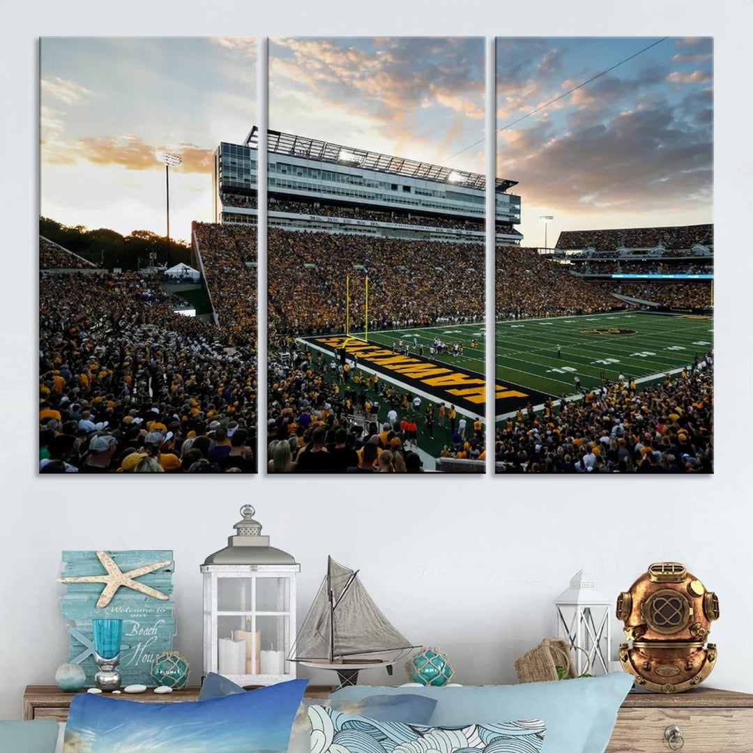 Iowa University Hawkeyes Football Team Print - Iowa City Kinnick Stadium Wall Art Canvas Print