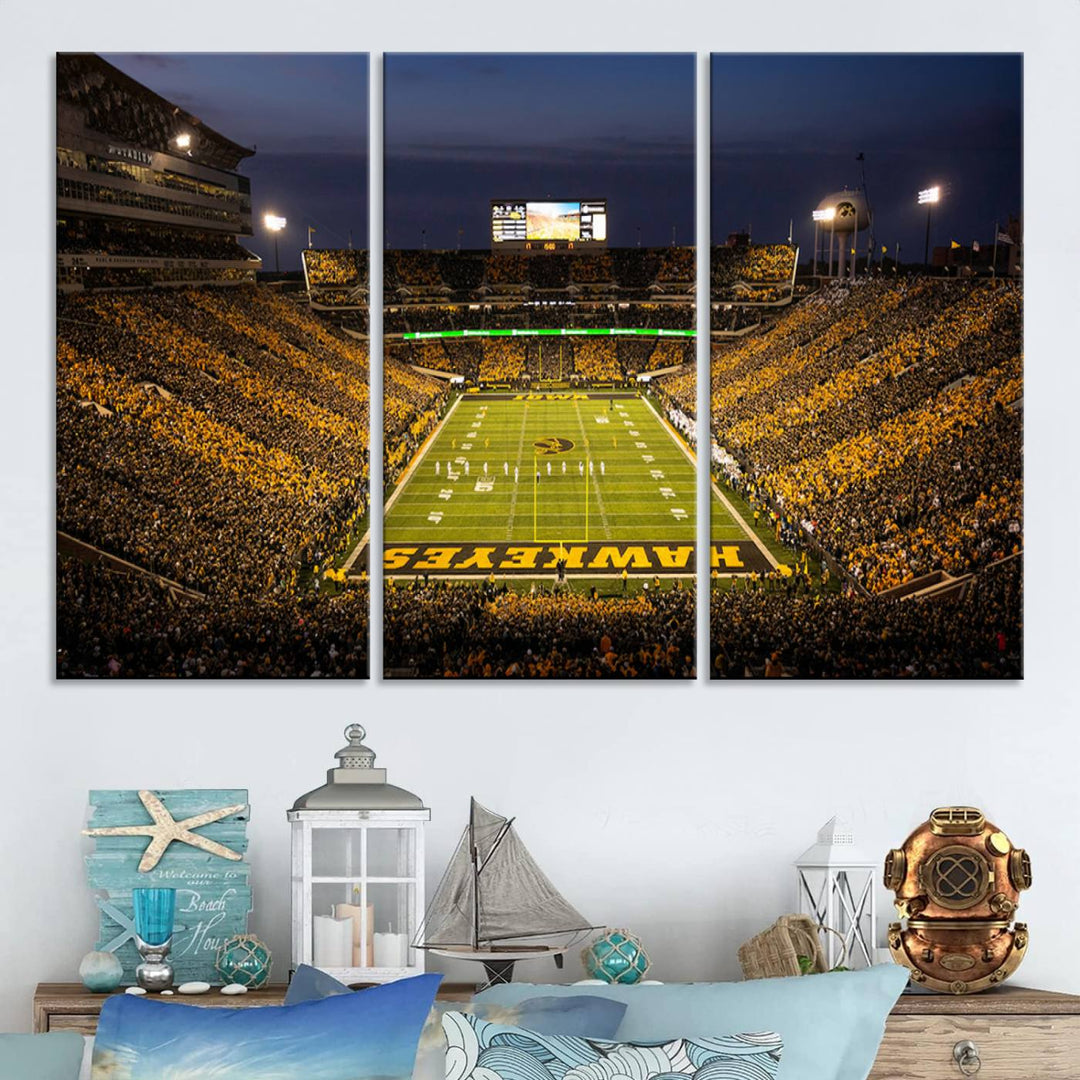 Iowa University Hawkeyes Football Team Print - Iowa City Kinnick Stadium Wall Art Canvas Print