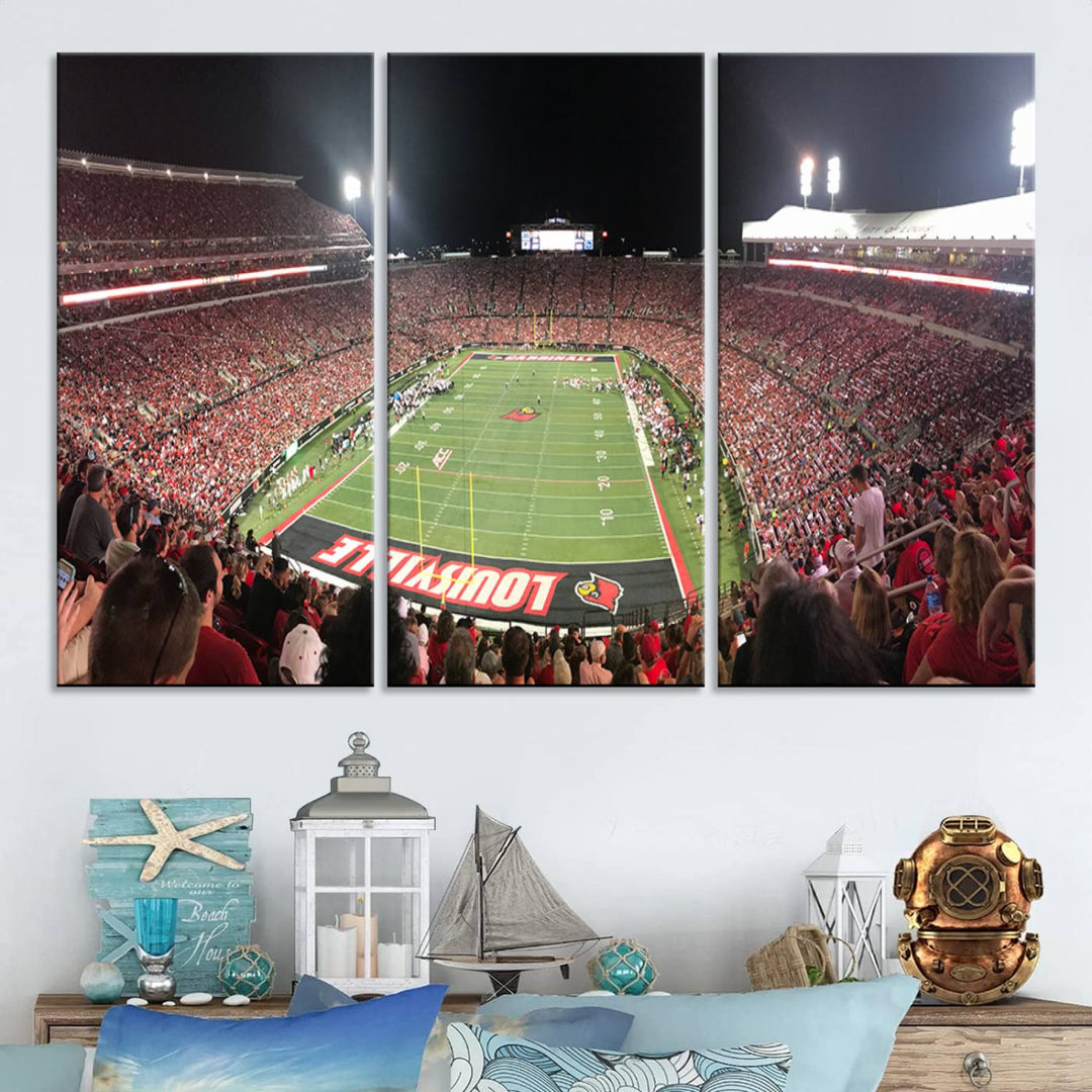 University of Louisville Cardinals Football Team Print - Louisville Cardinal Stadium Wall Art Canvas Print