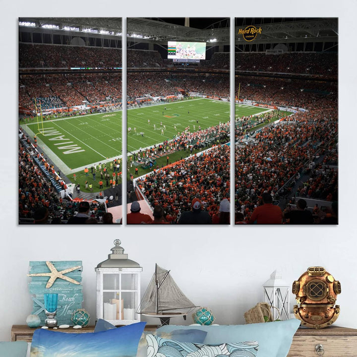 Miami Hurricanes Football Team Print - Miami Hard Rock Stadium Wall Art Canvas Print